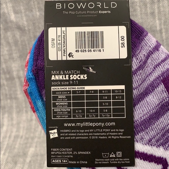 Woman’s Hasbro My Little Pony 6pk Ankle Socks - Picture 3 of 3